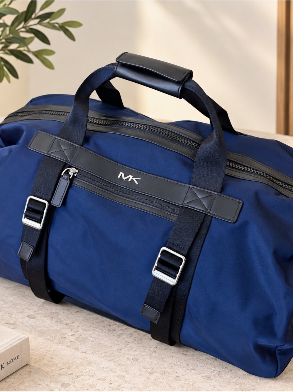 Michael Kors Navy Blue Duffel with Black Trim